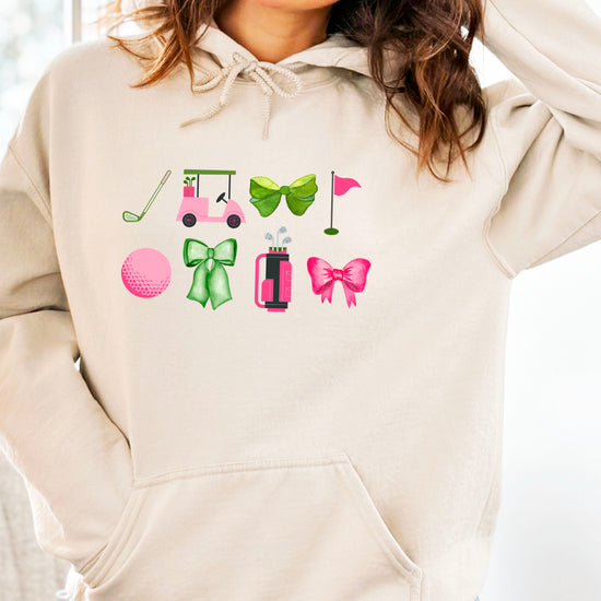 Womens Golf Coquette Bow hoodie in Sand - view 5