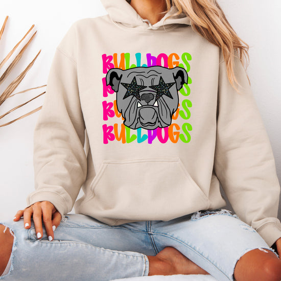 Bulldogs neon rainbow mascot hoodie in Sand - view 5