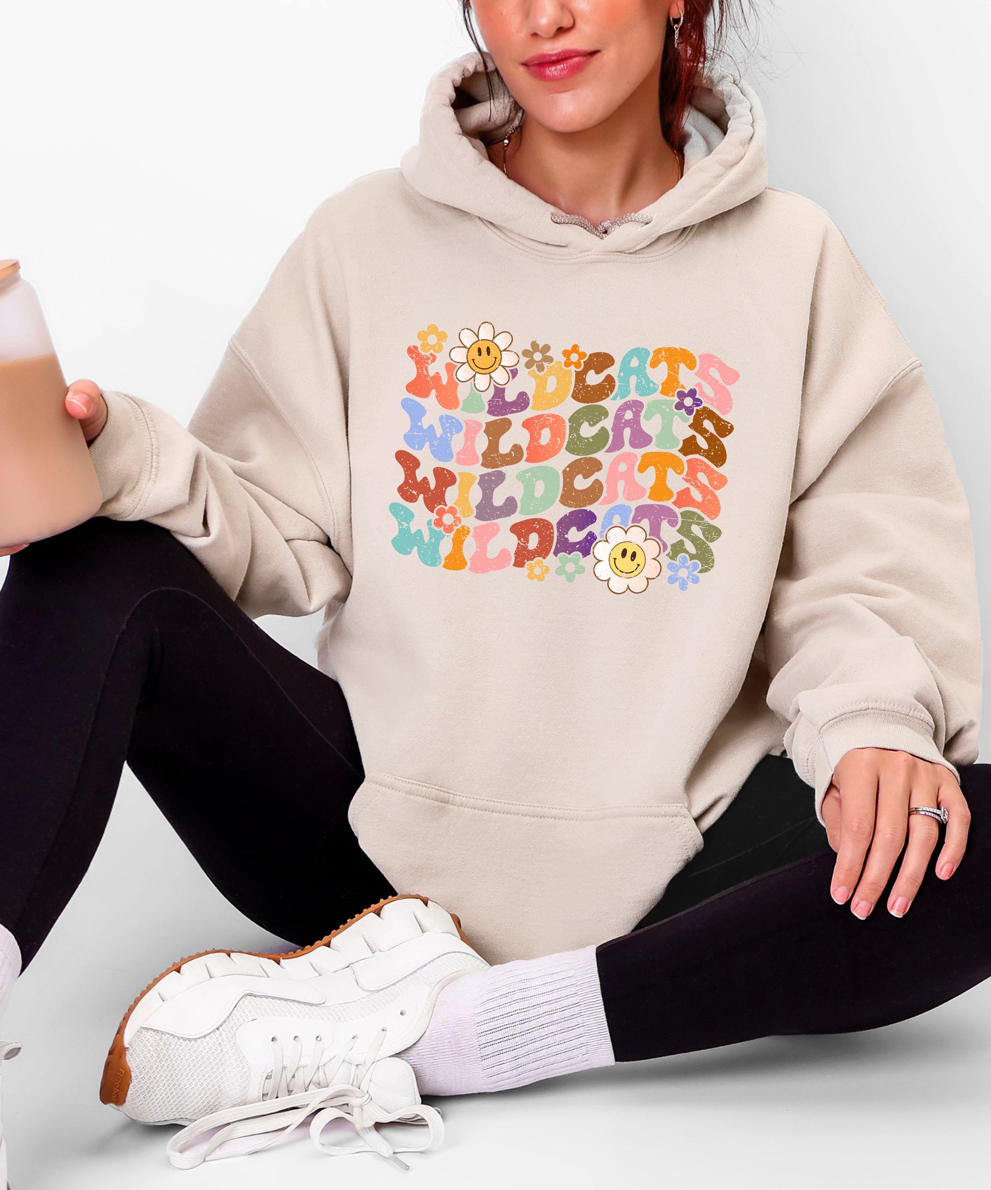 Wildcats Retro Floral Hoodie - Sand view 6