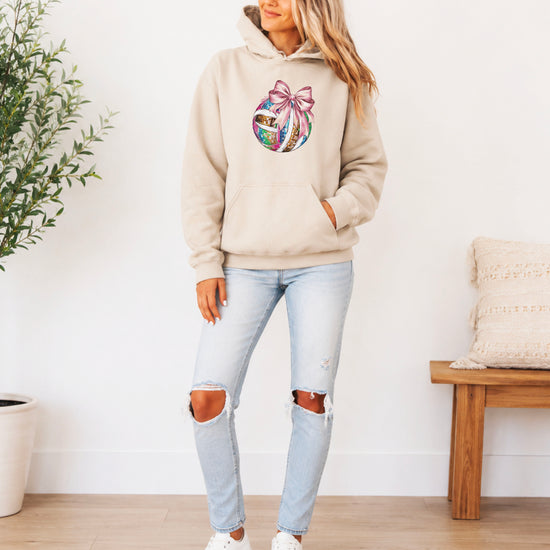 Disco Volleyball Coquette Bow Hoodie - Sand - View 6