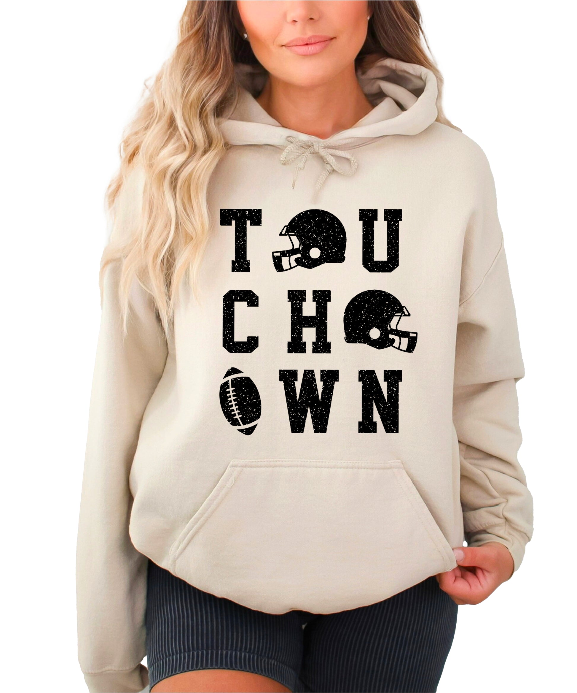 Touchdown football hoodie Sand view 6
