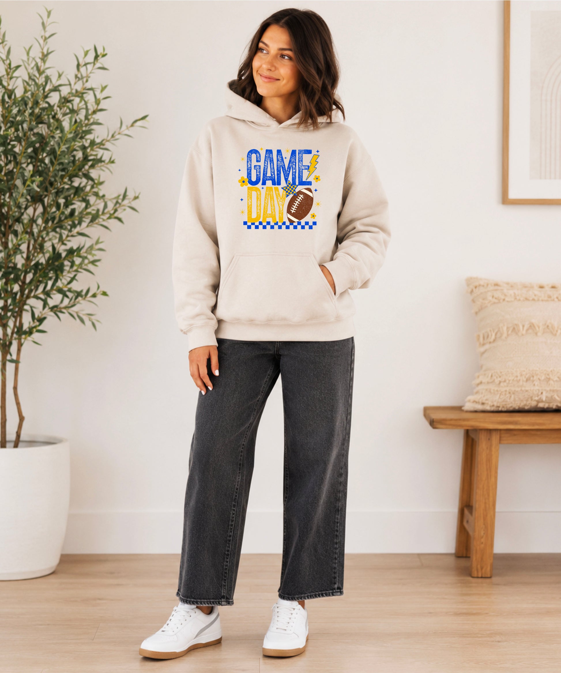 Game Day Football Hoodie Sand 6