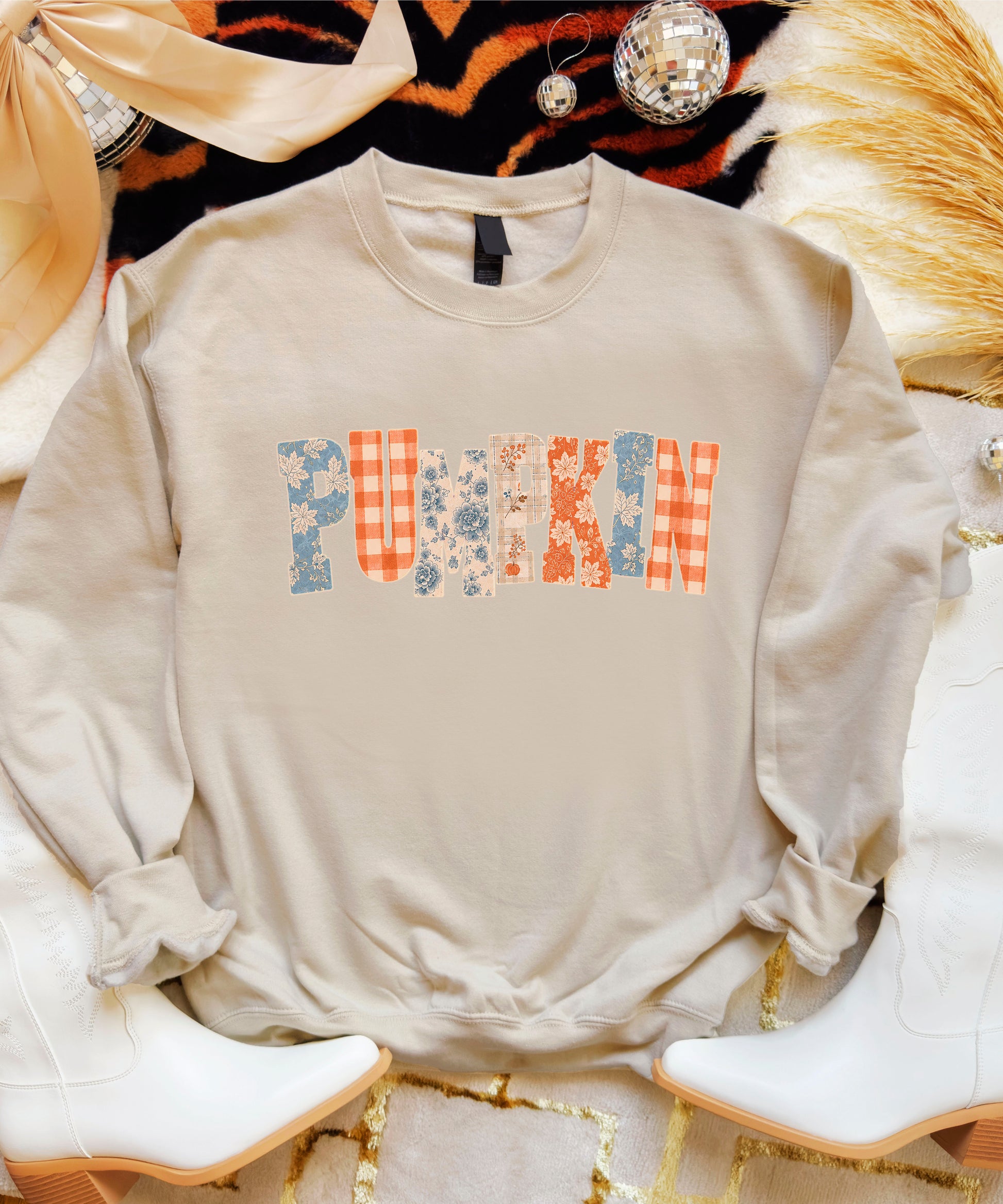 Pumpkin Patch Fall Sweatshirt Sand Sweatshirt view 6