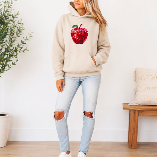 Sand glitter apple teacher hoodie view 6