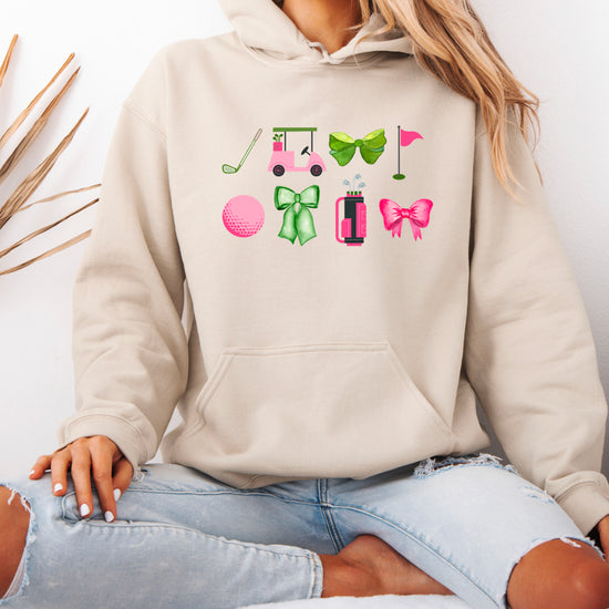 Womens Golf Coquette Bow hoodie in Sand - view 6