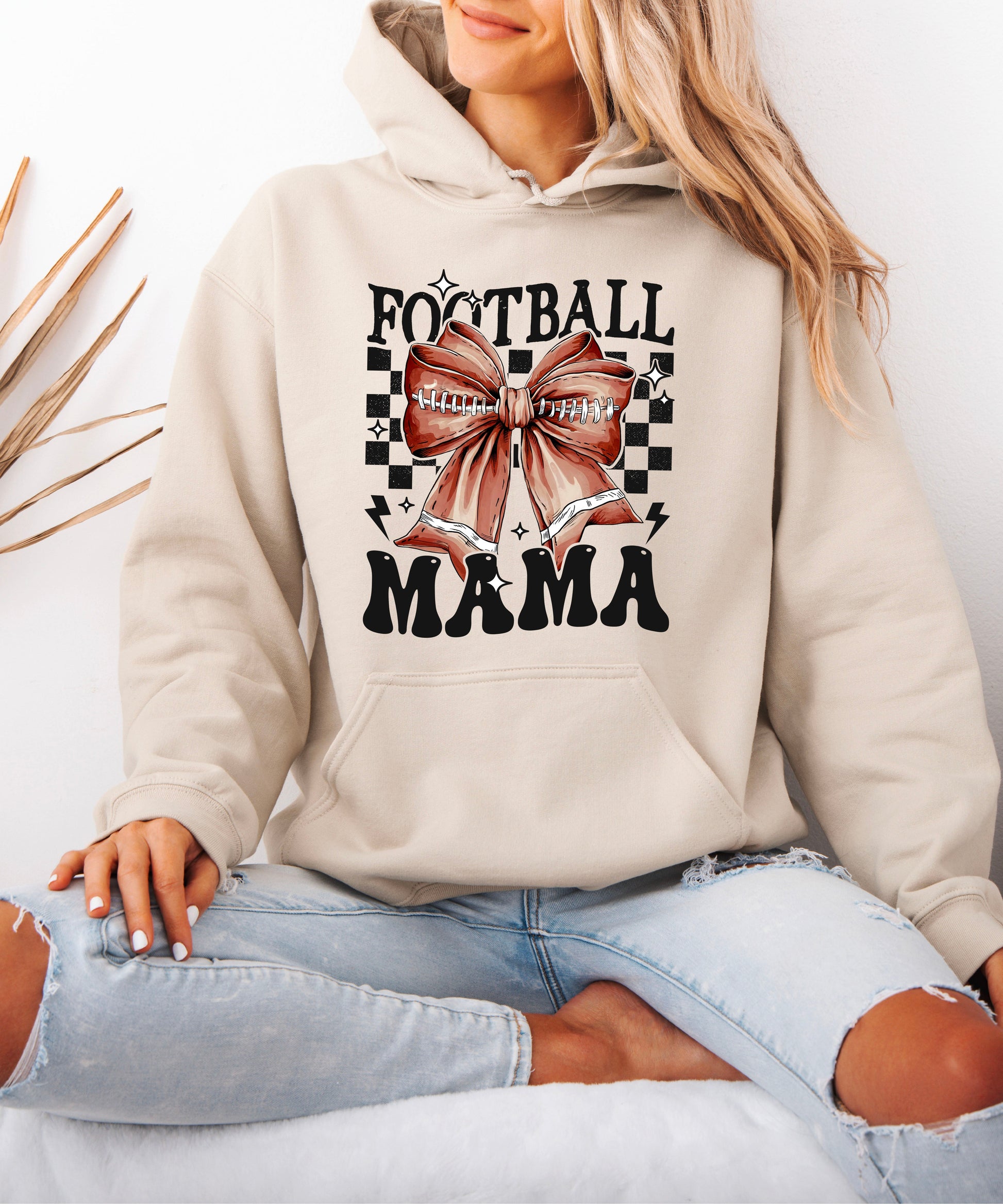 Football Mama Hoodie for Women – Sand view 6