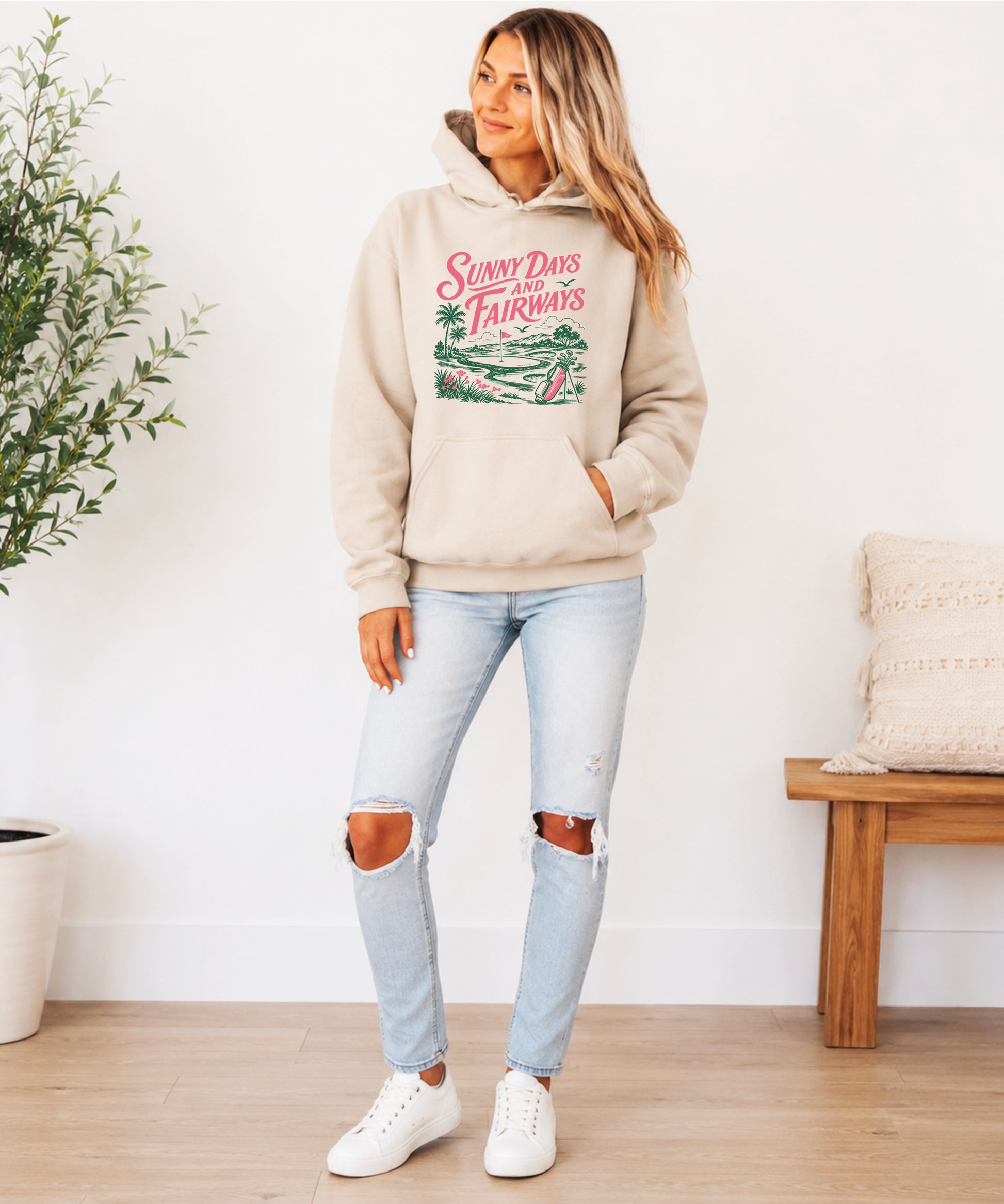 Sunny Days and Fairways Golf Hoodie for Women - Sand view 6