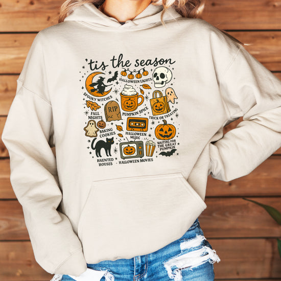 Tis The Season Halloween retro collage hoodie in Sand - view 6