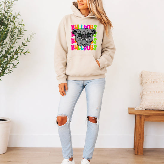 Bulldogs neon rainbow mascot hoodie in Sand - view 6