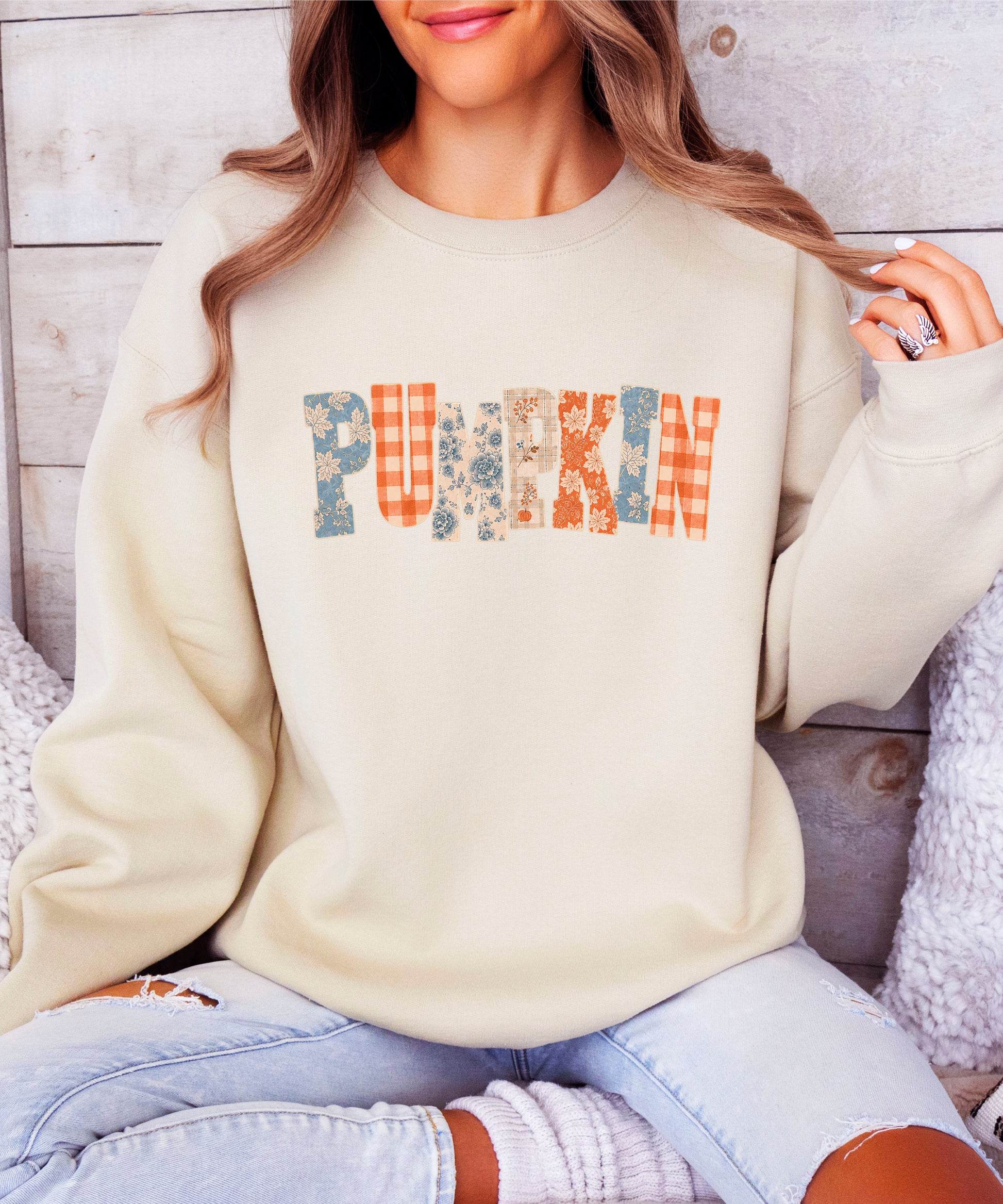 Pumpkin Patch Fall Sweatshirt Sand Sweatshirt view 7