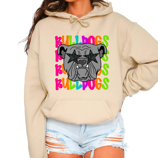 Bulldogs neon rainbow mascot hoodie in Sand - view 7
