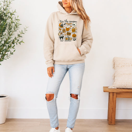 Tis The Season Halloween retro collage hoodie in Sand - view 7