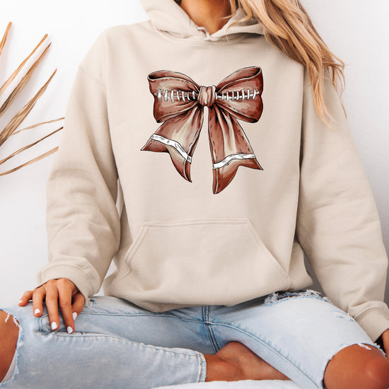 Football Coquette Bow fleece hoodie in Sand - view 7