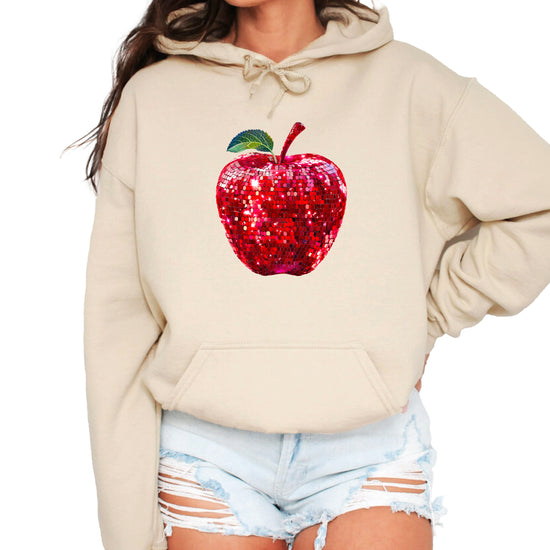 Sand glitter apple teacher hoodie view 7