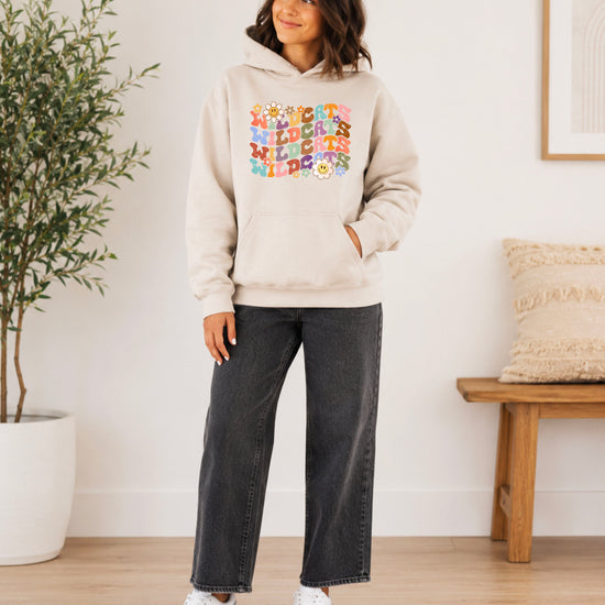 Wildcats Retro Floral Hoodie - Sand view 7