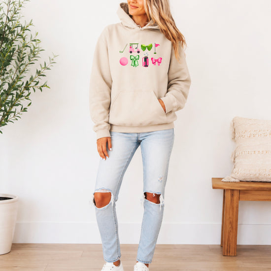 Womens Golf Coquette Bow hoodie in Sand - view 7