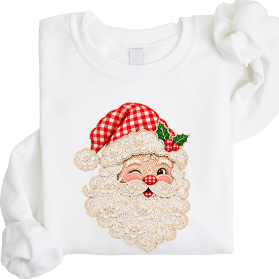 Lace Santa Christmas Sweatshirt for women in White