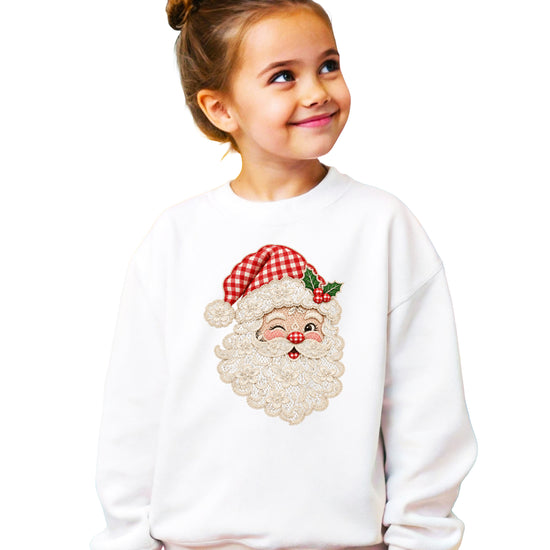Lace Santa Christmas Sweatshirt for kids in White