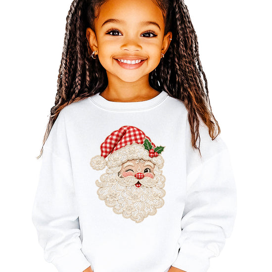 Lace Santa Christmas Sweatshirt for kids in White