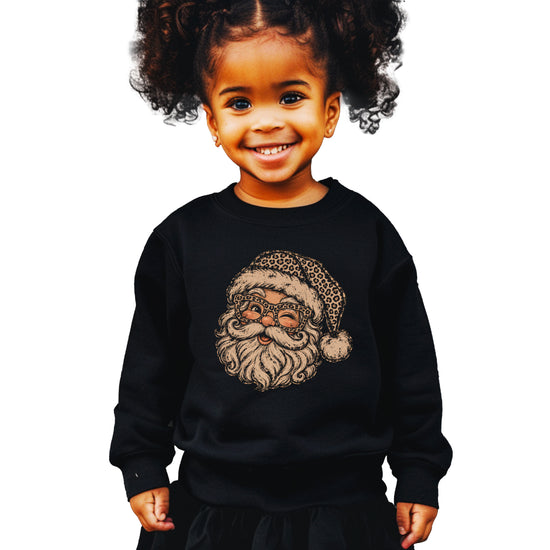 Leopard Santa Christmas Sweatshirt youth Black