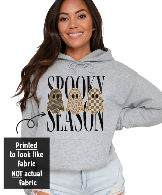 Spooky Season Hoodie for Women and Teen Girls Cute Ghost Halloween Pullover Sweatshirt