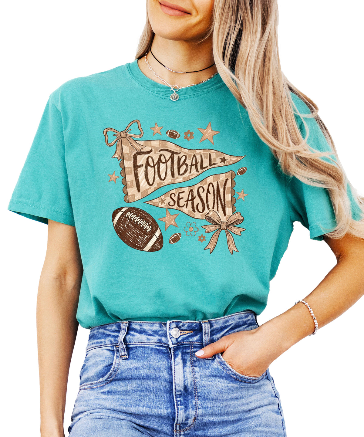 Olive Loves Apple Football Season game day tee - Seafoam Shirt - view 2