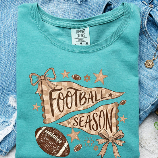Olive Loves Apple Football Season game day tee - Seafoam Shirt - view 6