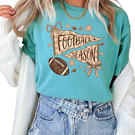 Olive Loves Apple Football Season game day tee - Seafoam Shirt - view 7