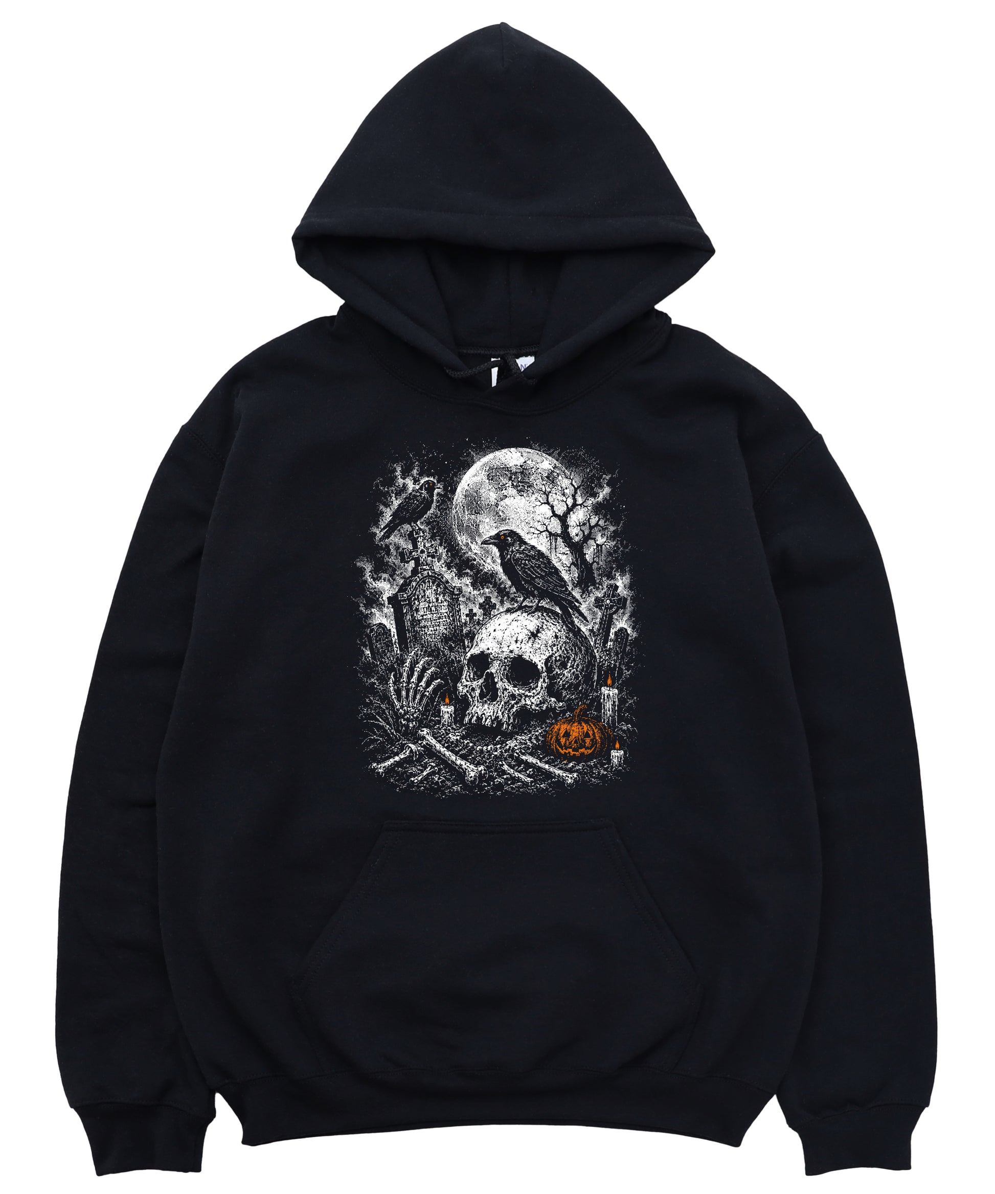 Black Hoodie - Halloween skeleton graveyard hoodie lifestyle