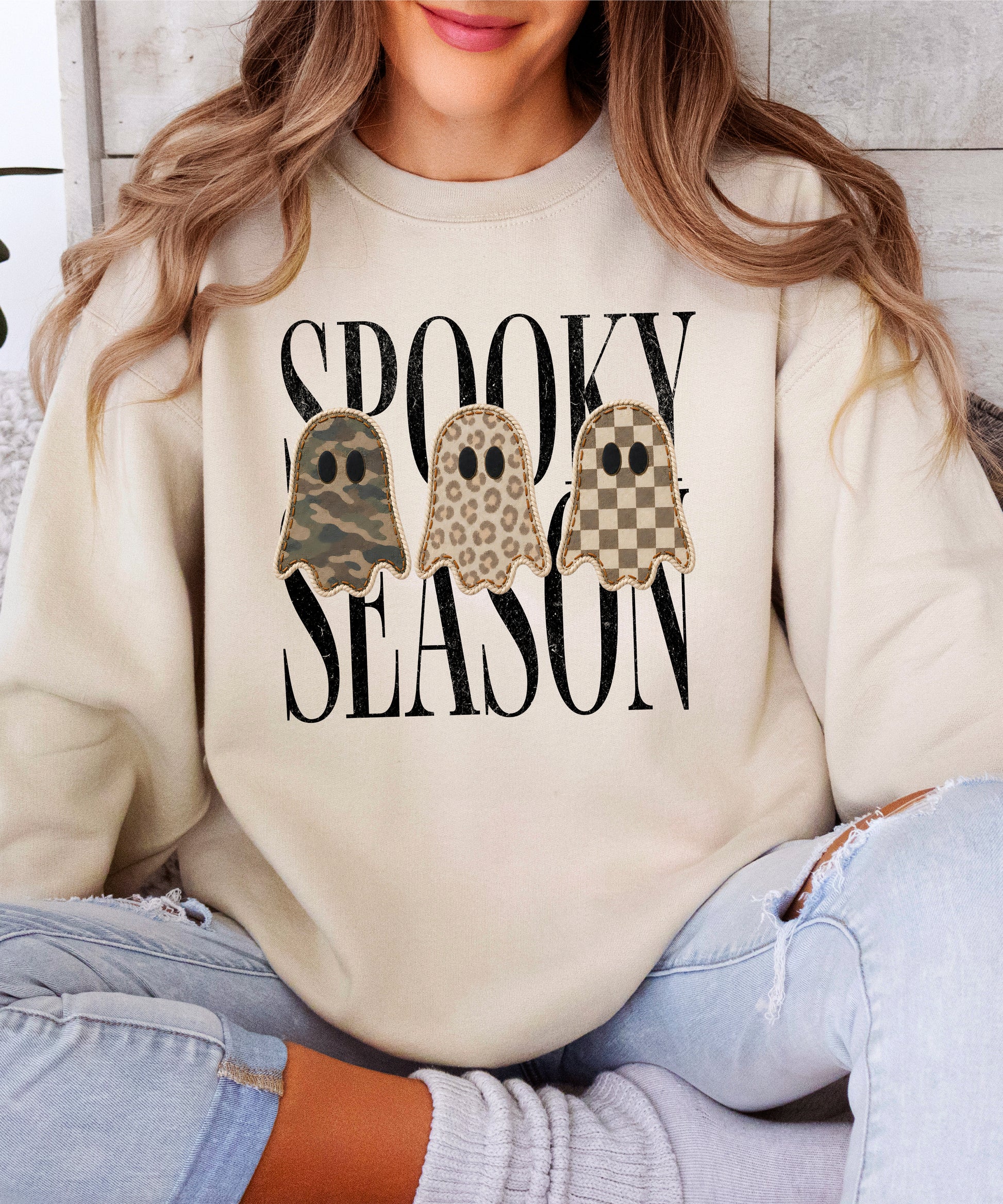 Sand Spooky Season sweatshirt, lifestyle view