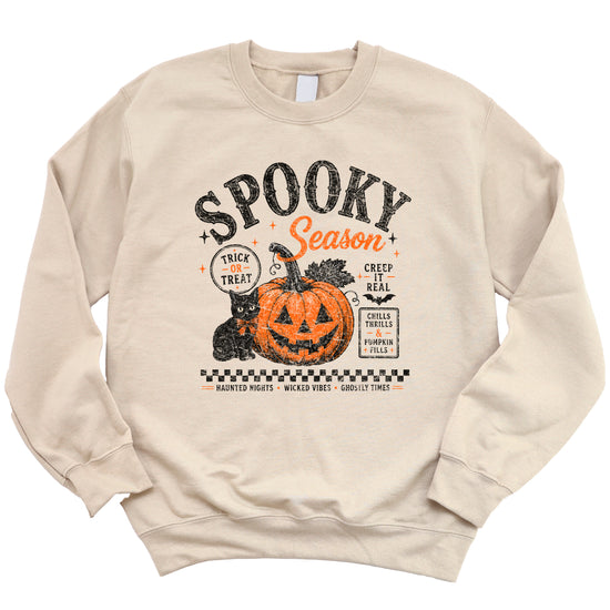 Sand Spooky Season Halloween pumpkin black cat crewneck sweatshirt, view 2