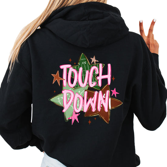 Touchdown Stars game day hoodie in Black, girly pink football design