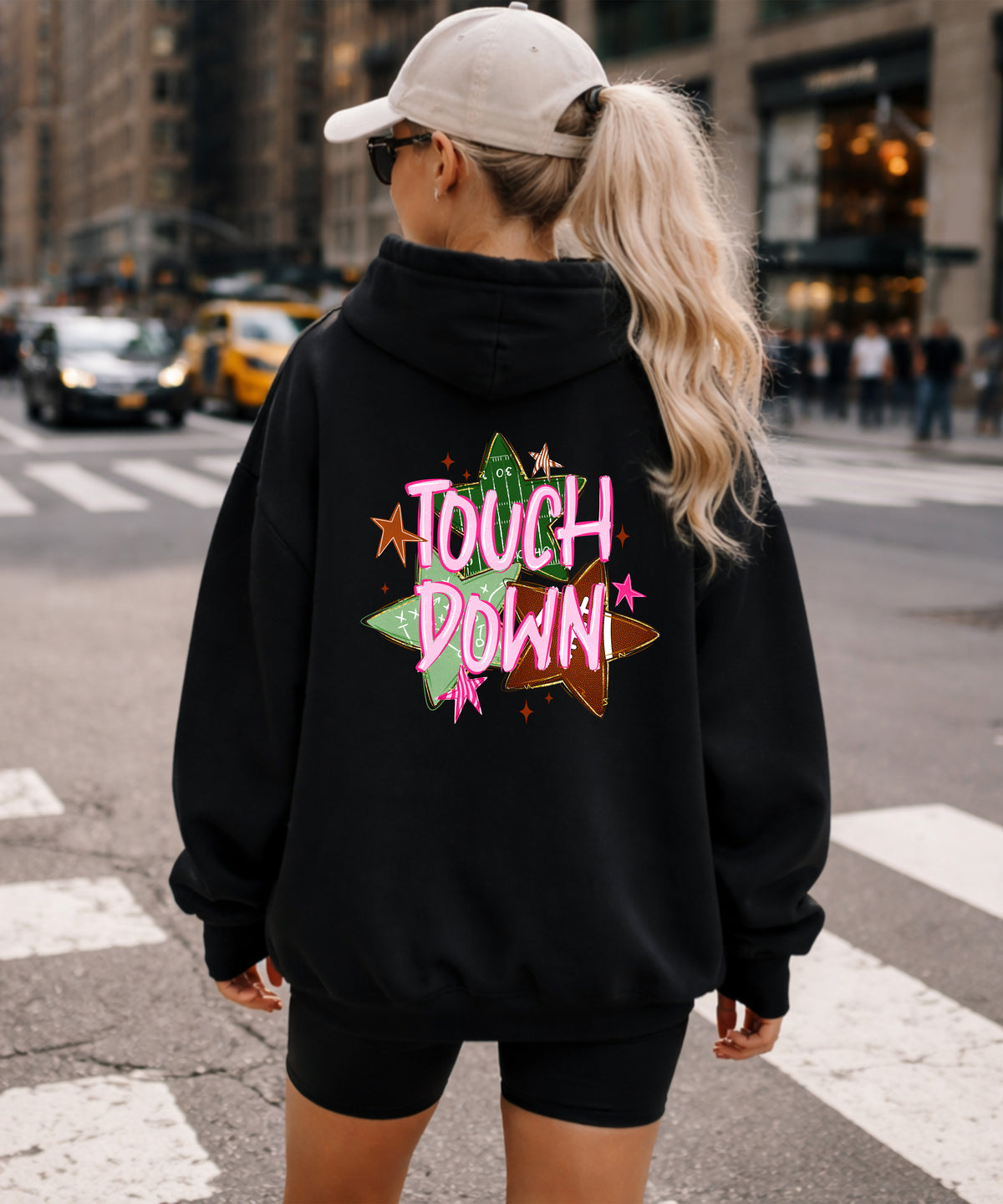 Touchdown Stars Black football hoodie, game day outfit for teen girls