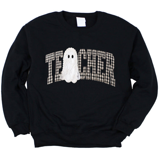 Black teacher Halloween crewneck sweatshirt styled lifestyle view