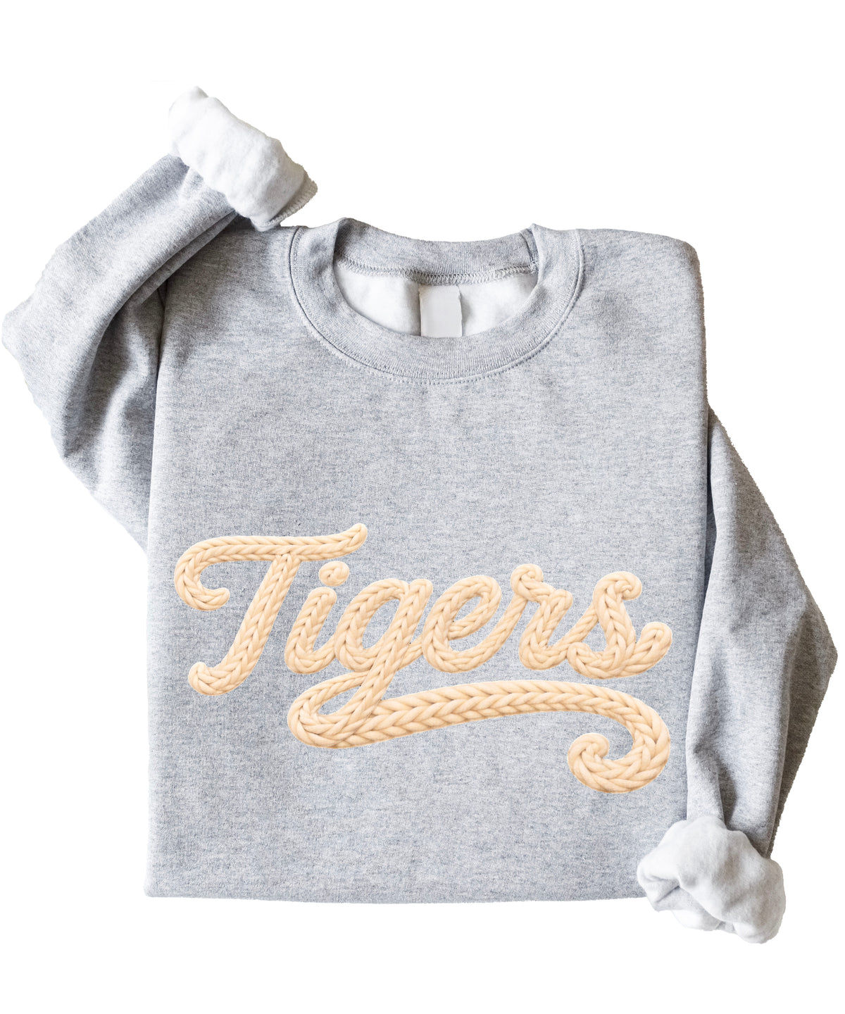 Tigers ink-printed yarn look crewneck sweatshirt in Gray