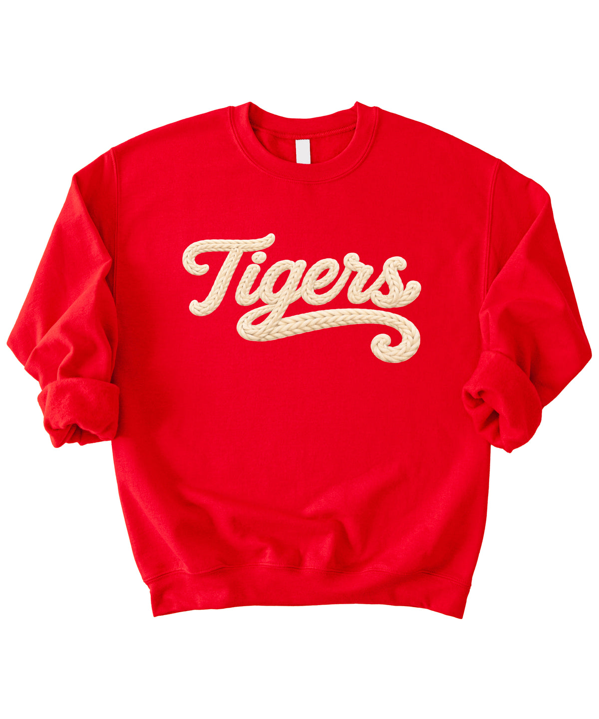 Tigers ink-printed yarn look crewneck sweatshirt in Red