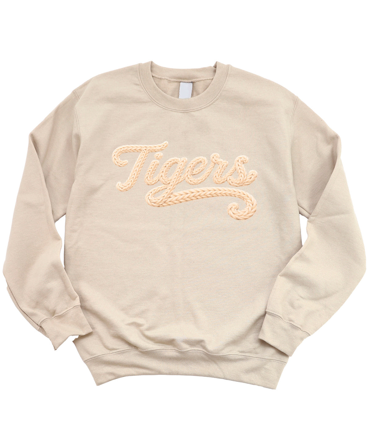 Tigers ink-printed yarn look crewneck sweatshirt in Sand