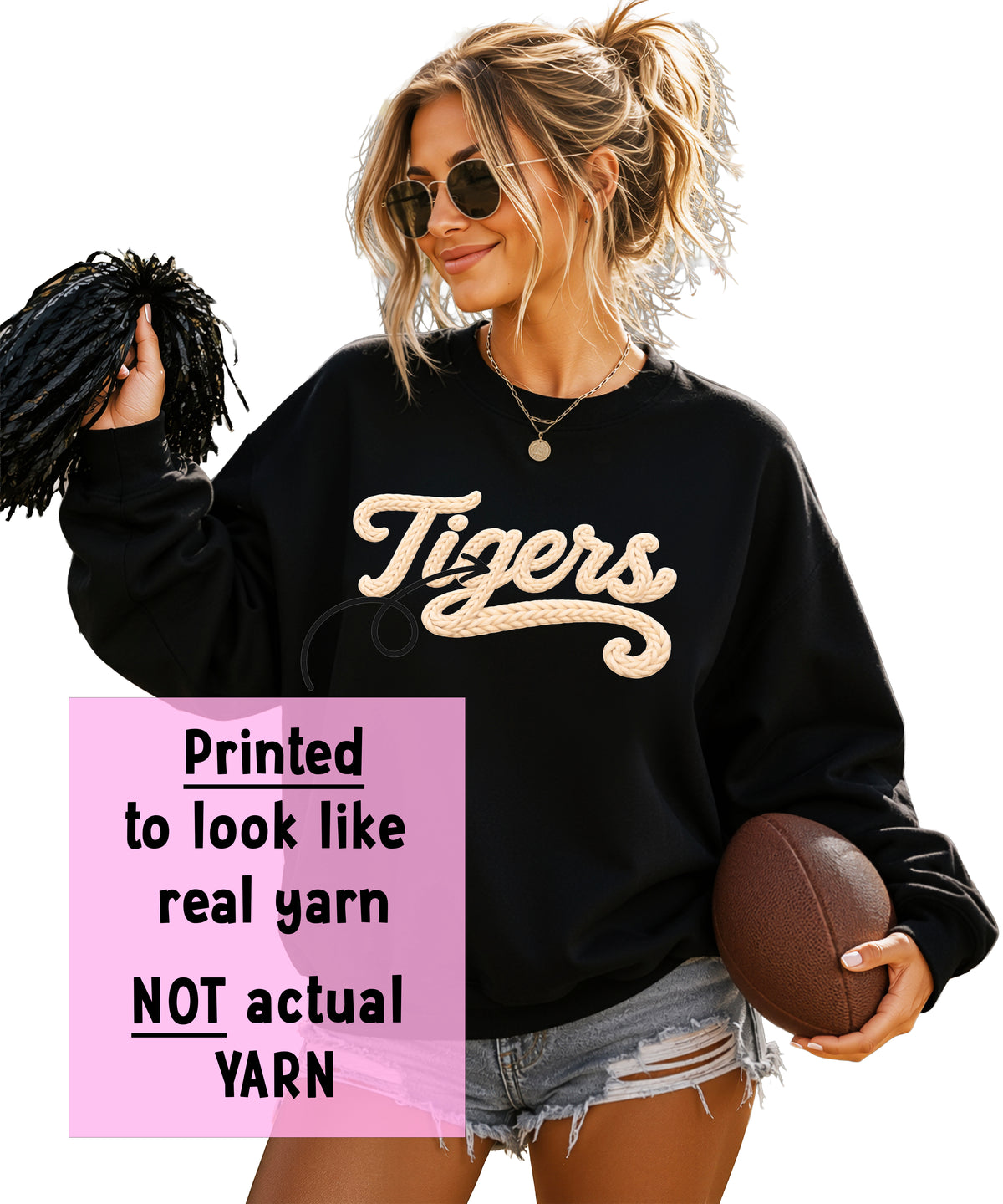Tigers yarn look crewneck sweatshirt for women worn lifestyle photo