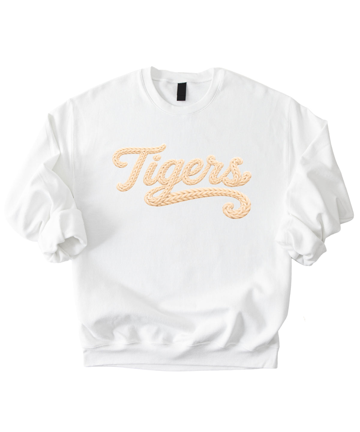 Tigers ink-printed yarn look crewneck sweatshirt in White