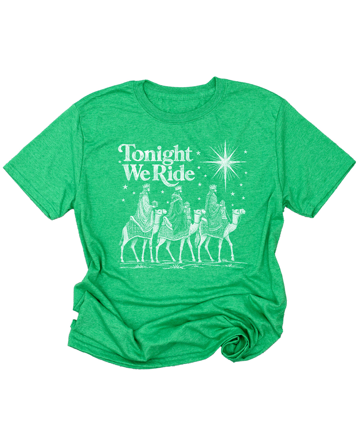 Tonight We Ride Three Wise Men Christian Christmas Shirt in Vintage Green