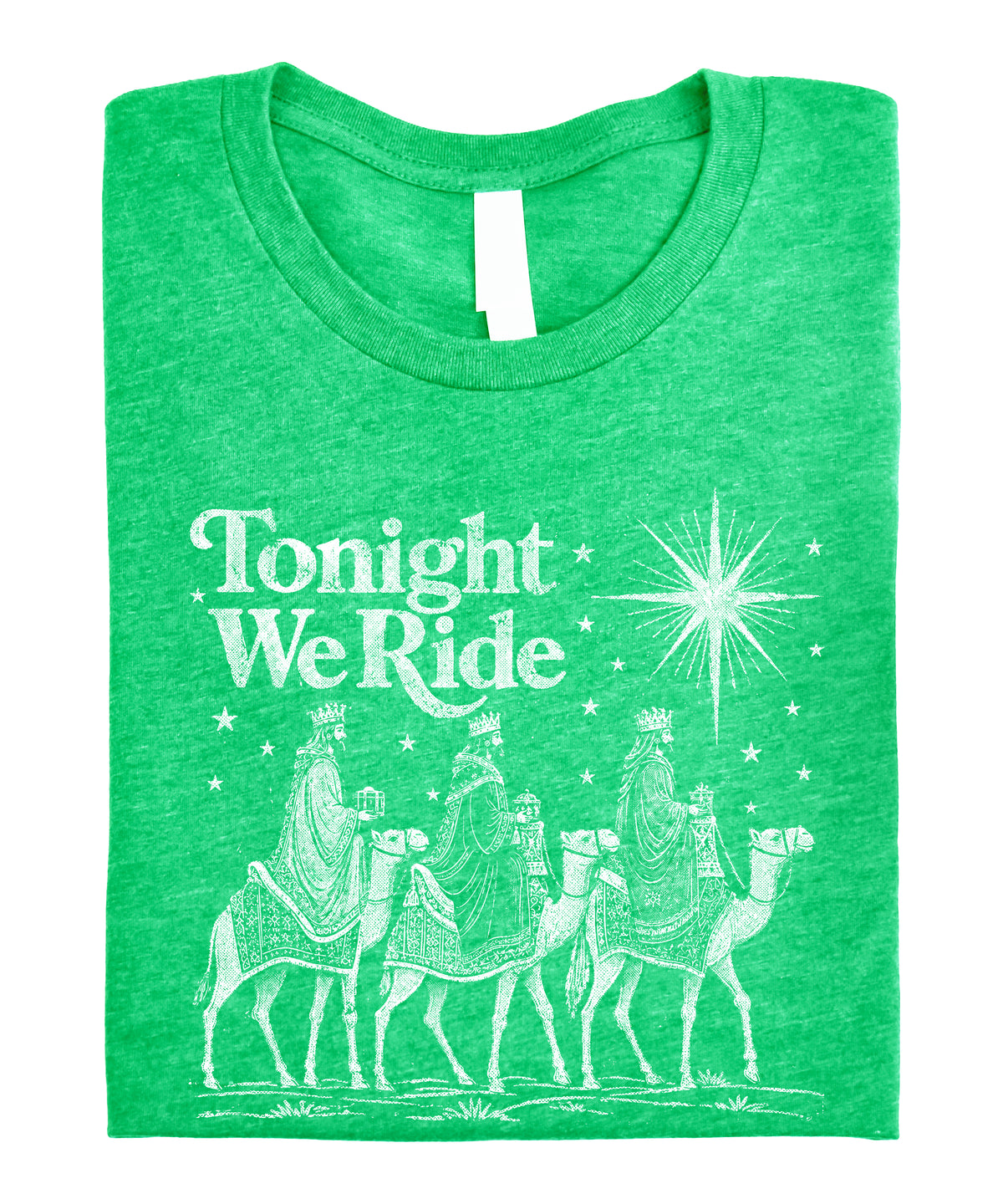 Tonight We Ride Three Wise Men Christian Christmas Shirt in Vintage Green