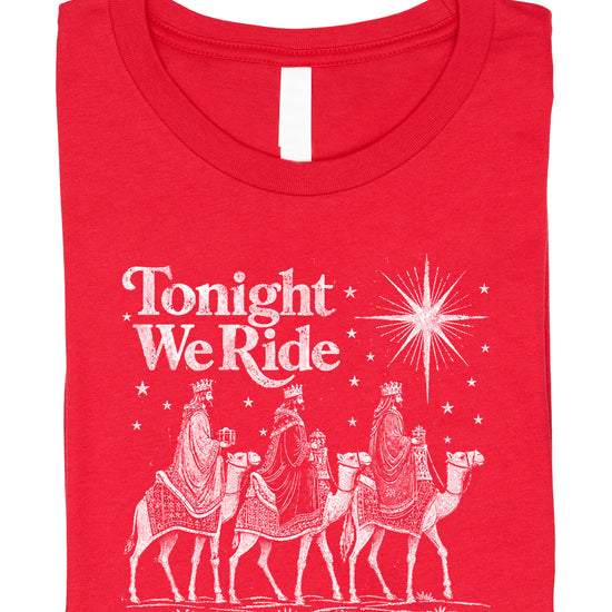 Tonight We Ride Three Wise Men Christian Christmas Shirt in Vintage Red
