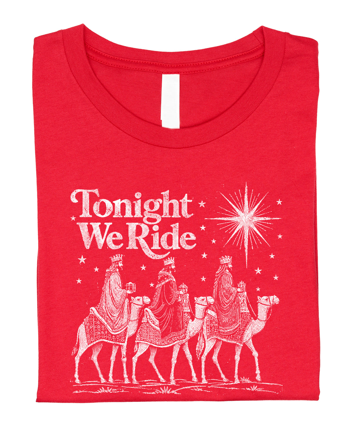 Tonight We Ride Three Wise Men Christian Christmas Shirt in Vintage Red