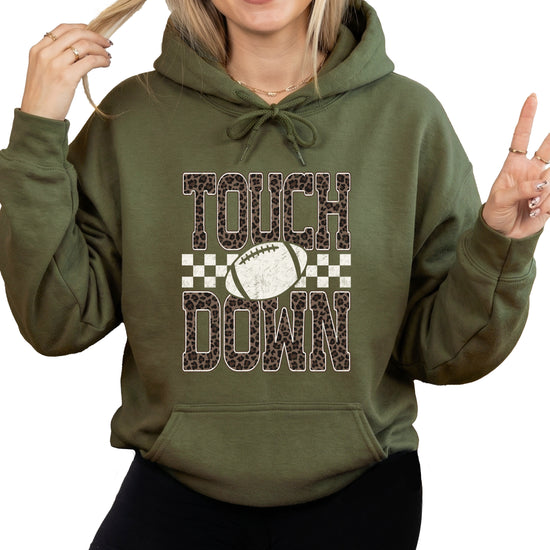 Touchdown leopard print hoodie in Army Green