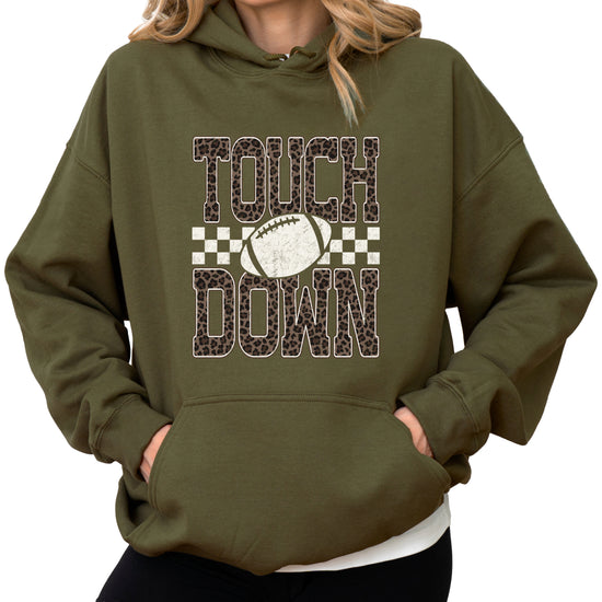 Touchdown leopard print hoodie in Army Green