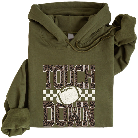Touchdown leopard print hoodie in Army Green