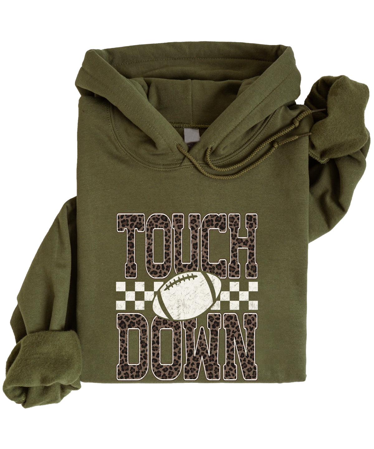 Touchdown leopard print hoodie in Army Green