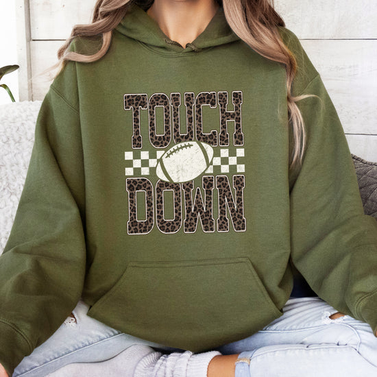 Touchdown leopard print hoodie in Army Green