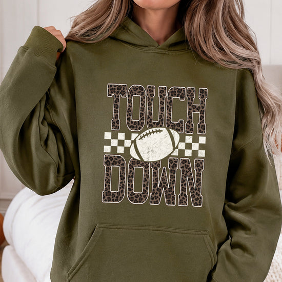 Touchdown leopard print hoodie in Army Green