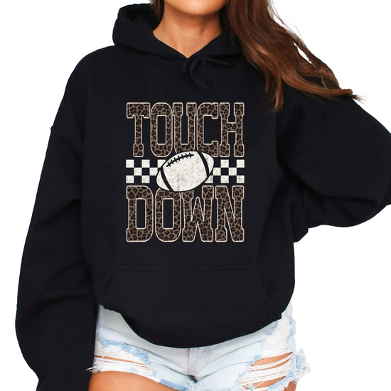 Touchdown leopard print hoodie in Black